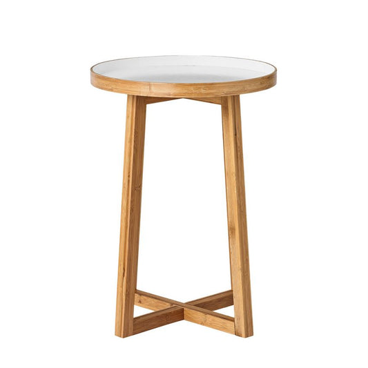 Bamboo and White Side Table