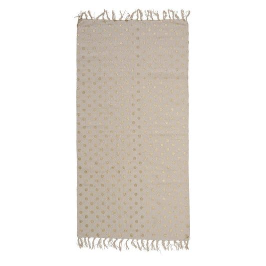 Beige and Gold Polka Dots Cotton Rug