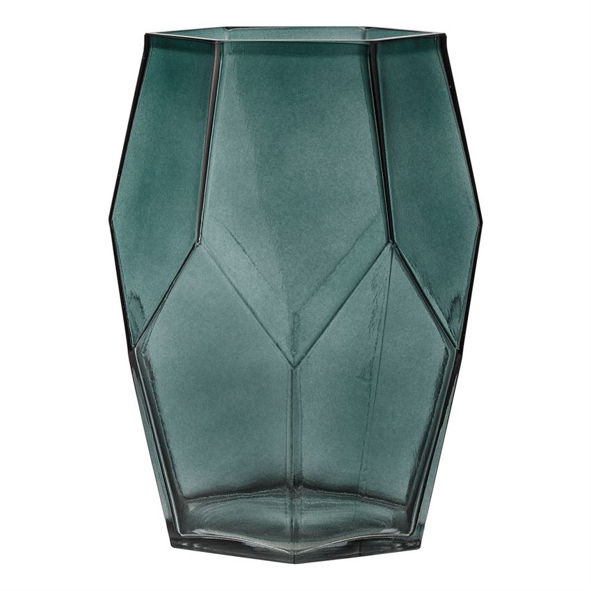 Green Faceted Glass Vase