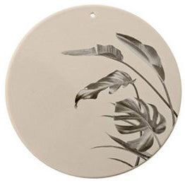 Beige Plate with Leaf Print