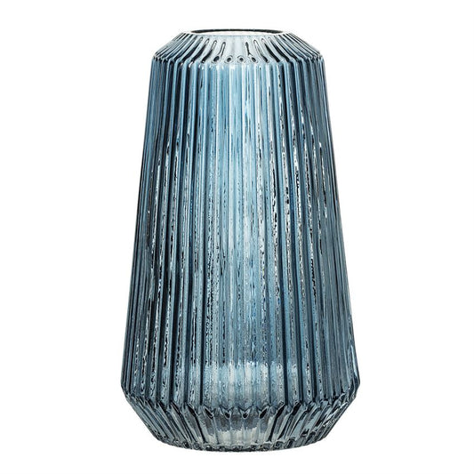 Blue Glass Fluted Vase