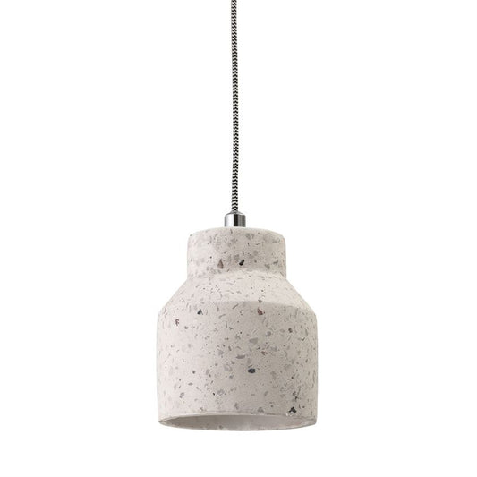 Concrete Pendant Lamp with Polished Metal Canopy
