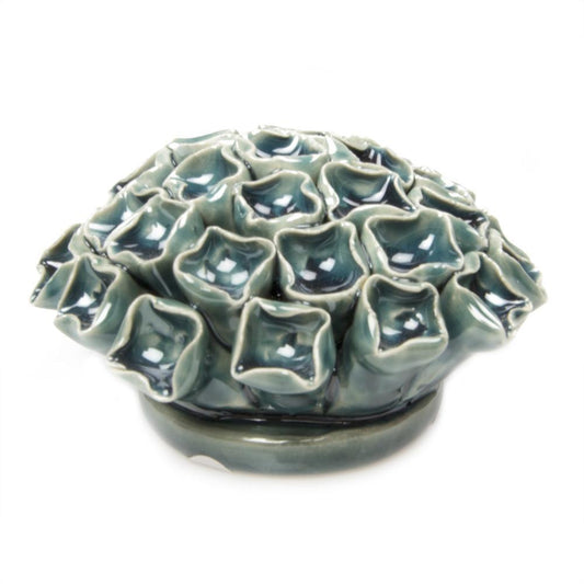 Teal Ceramic Flower 4" Diameter