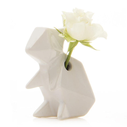 White Origami Rabbit Bud Vase