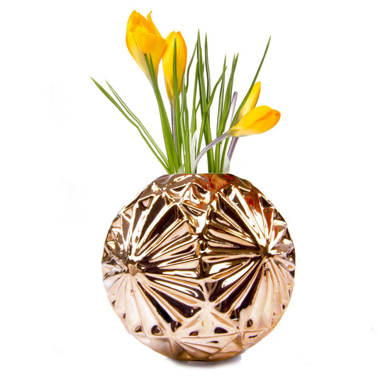 Rose Gold Textured 4" Round Vase