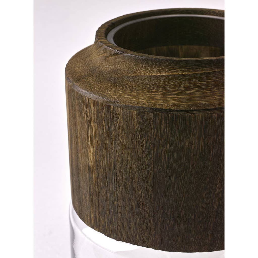 Wood and Glass Modern Geometry Tall Vase