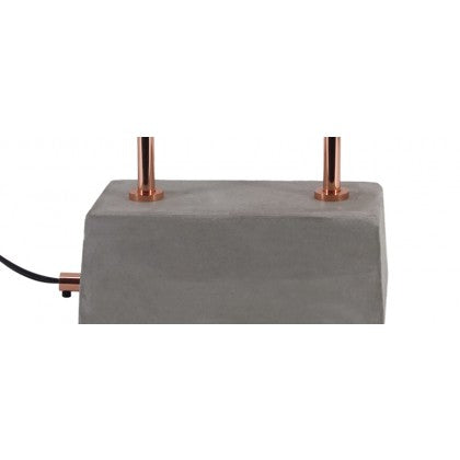 Large Dual Lamp Concrete and Rose Gold Table Lamp