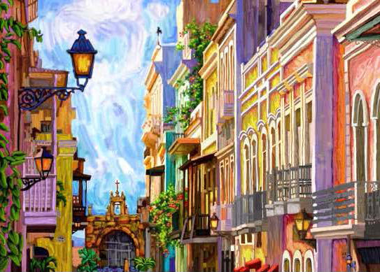 Cristo and Fortaleza Street Puerto Rico Artwork