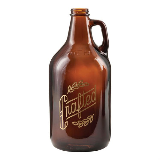 Crafted Gold Foil and Amber Growler with Screw-On Metal Cap 11" x 5"
