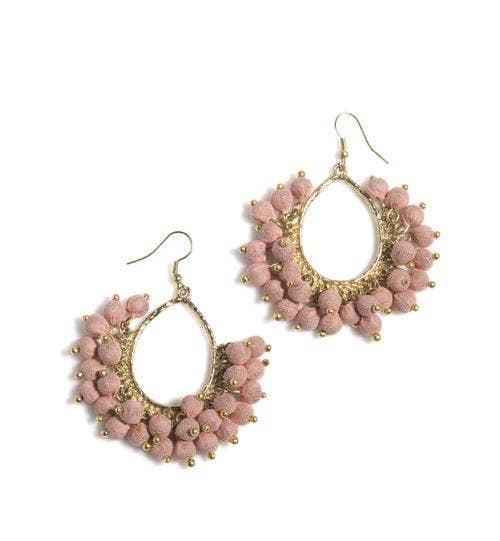 Blush Fabric Bead Earrings