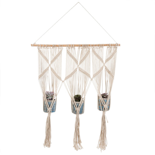 Macrame 3 Planter Wall Hanging 31" x 31"