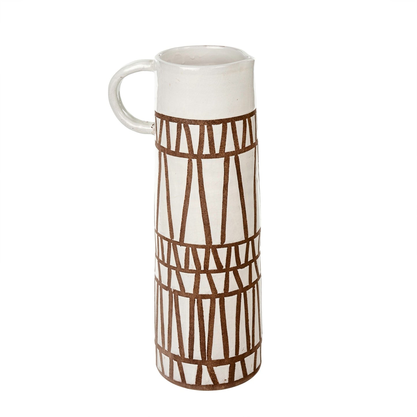 White Aztec Oversized Handmade Terracotta Pitcher 19.7" H