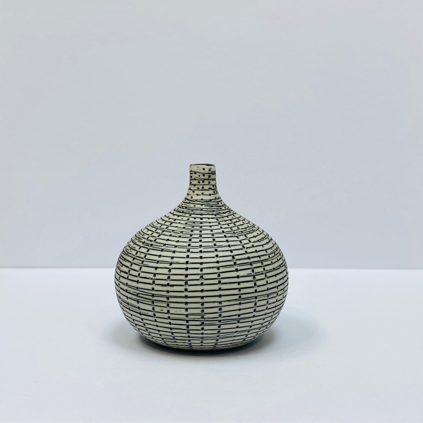 White and Black Mini Textured Bottle Vase