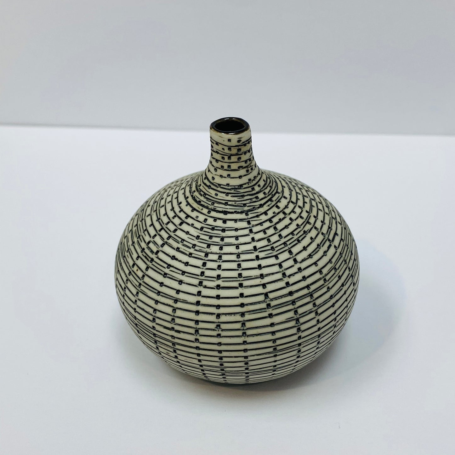 White and Black Mini Textured Bottle Vase