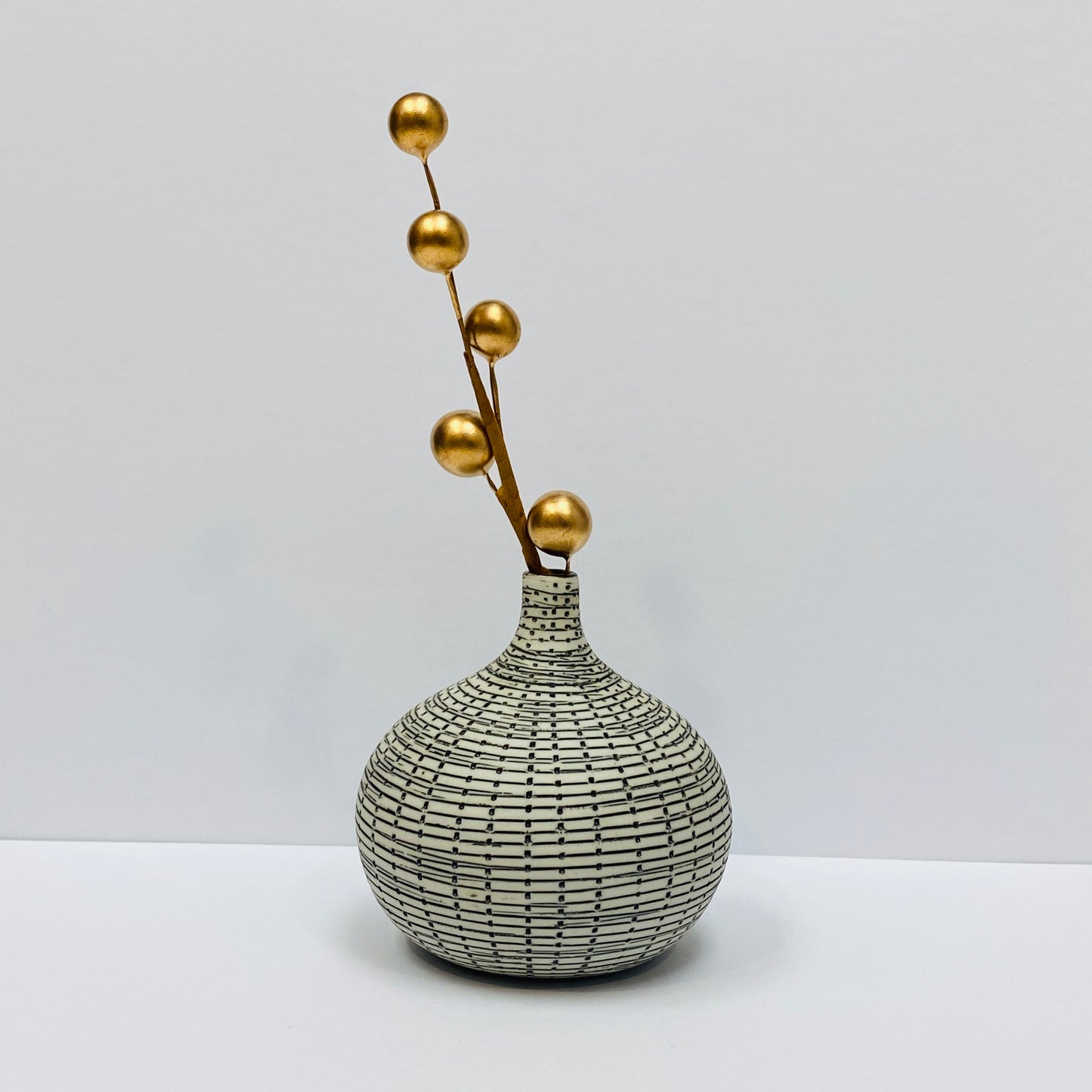 White and Black Mini Textured Bottle Vase
