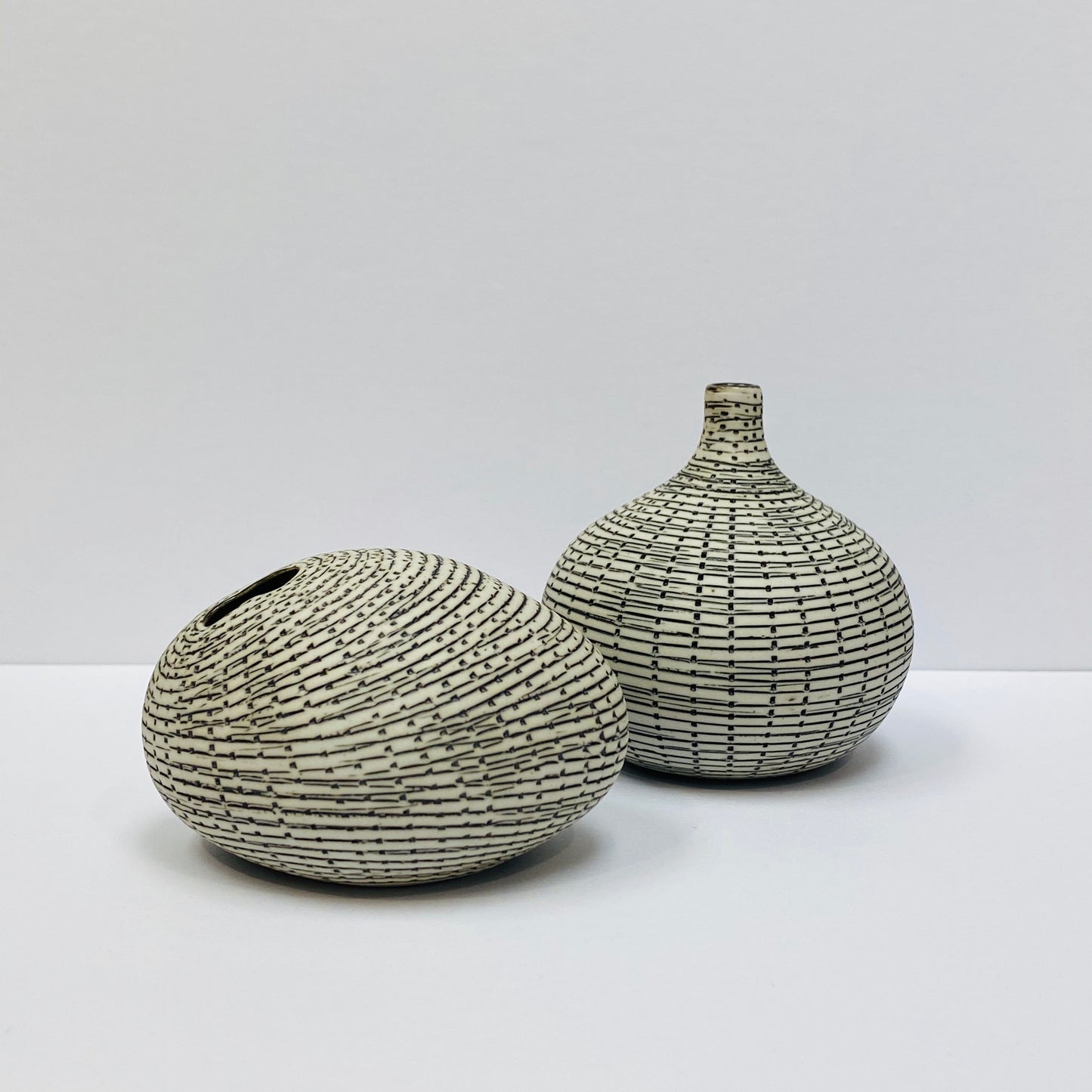 White and Black Mini Textured Bottle Vase