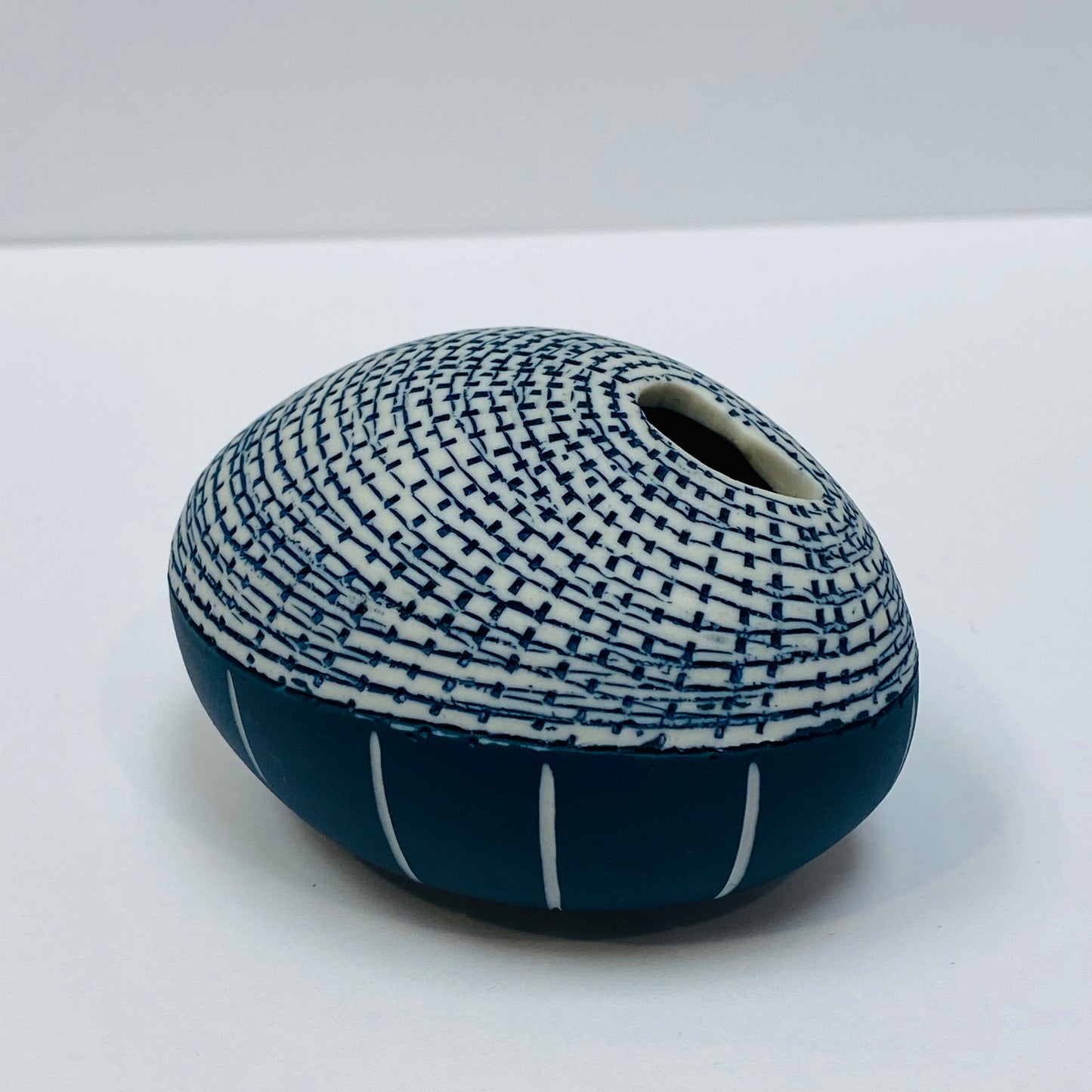 White and Blue Pebble Mini Vase