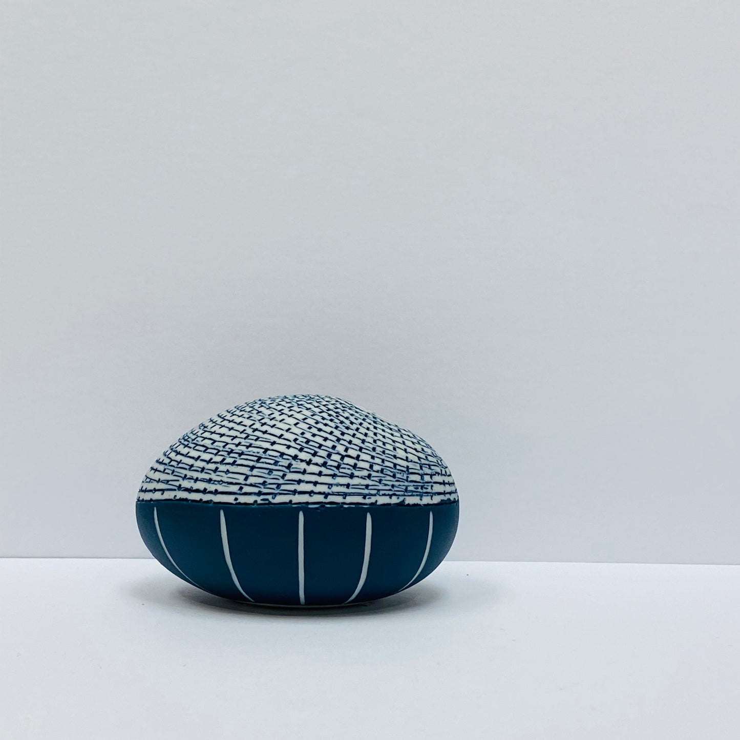 White and Blue Pebble Mini Vase