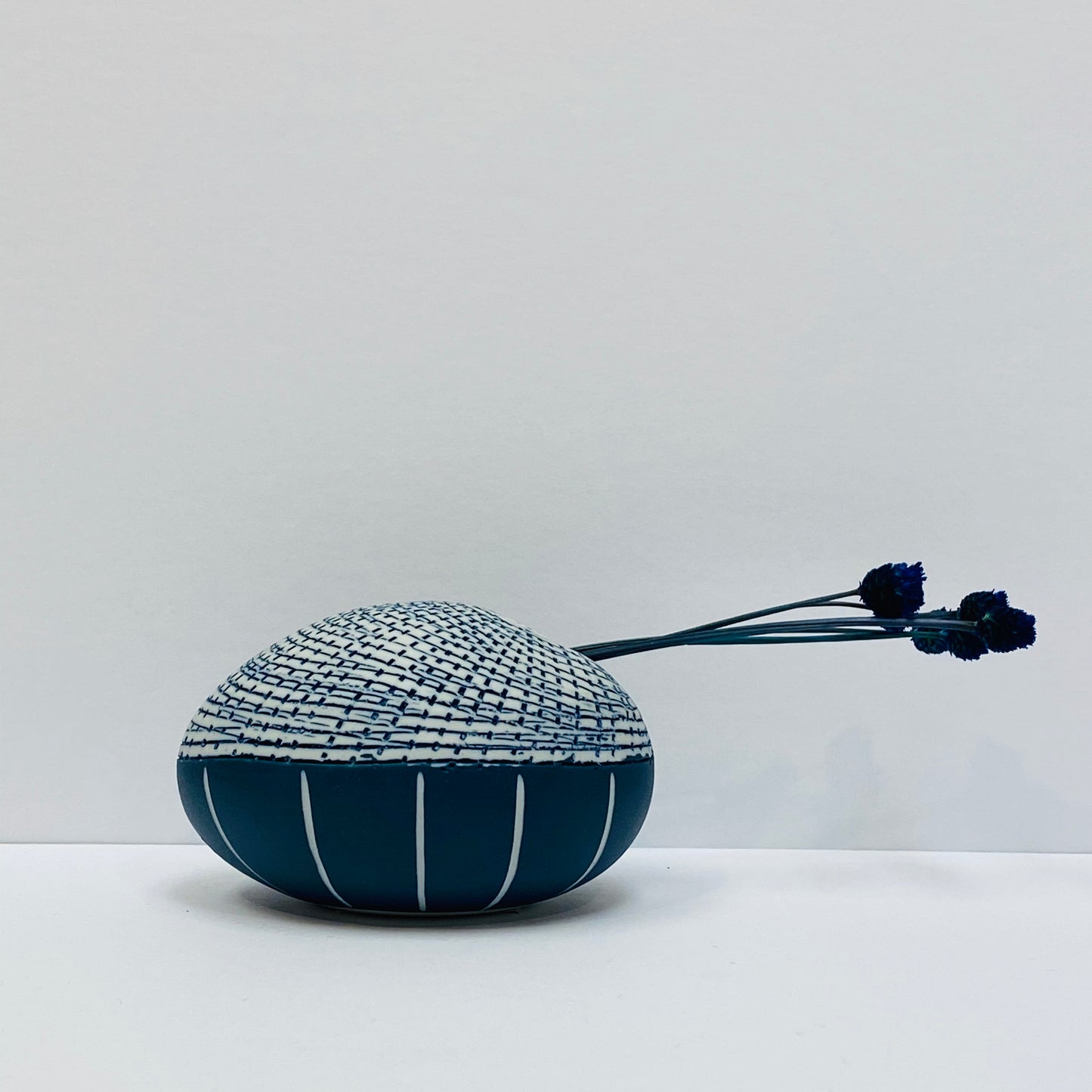 White and Blue Pebble Mini Vase