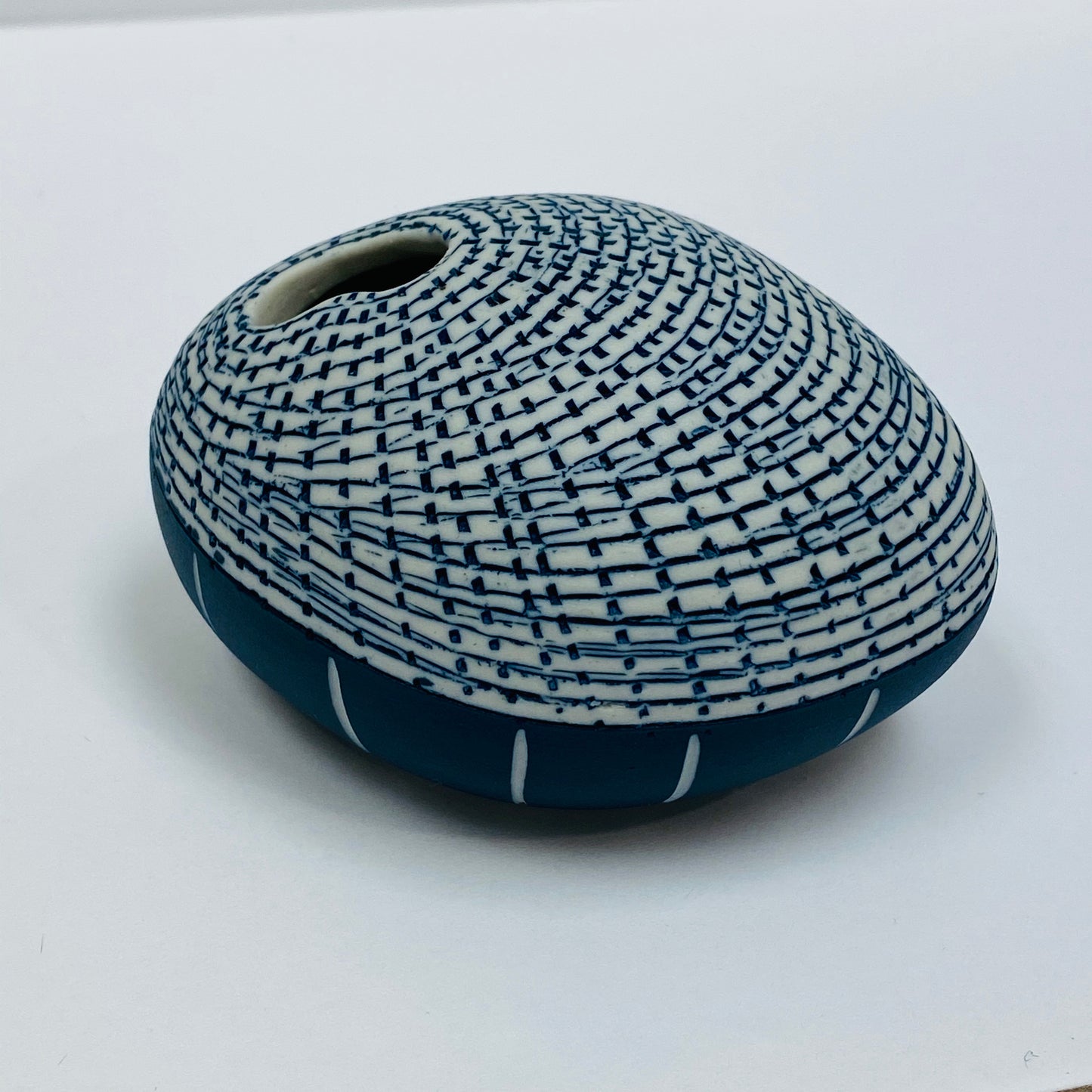 White and Blue Pebble Mini Vase