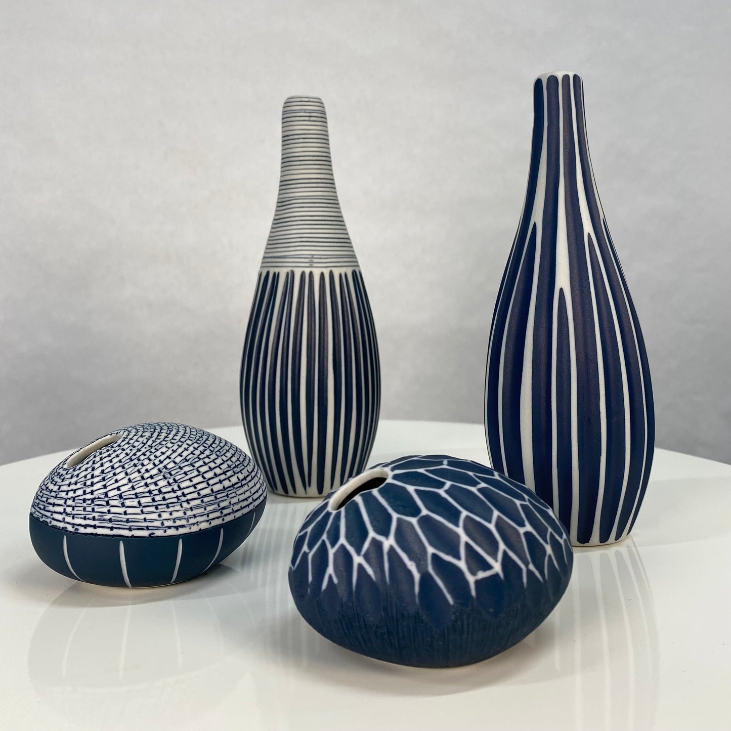 White and Blue Pebble Mini Vase