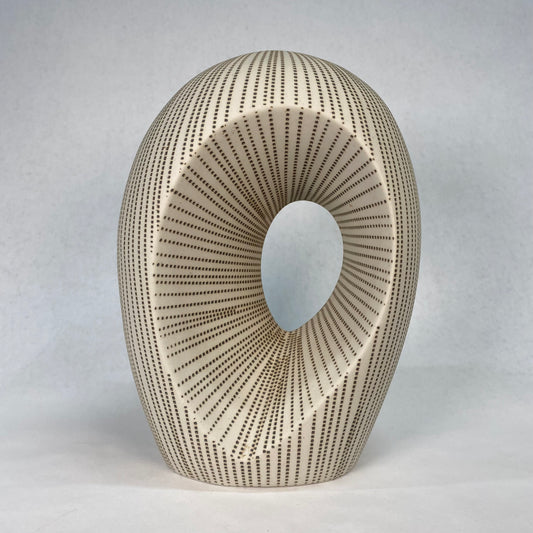 White and Brown Textured Asymmetrical Vase