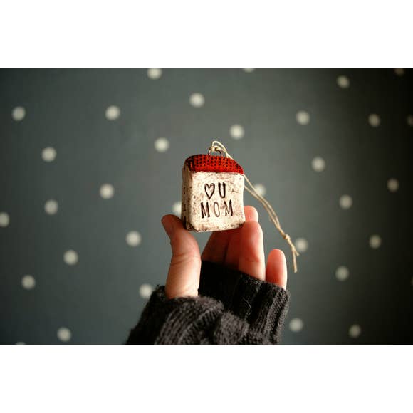 I Love You Mom Red House Ornament