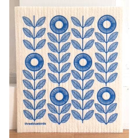 Blue Sunflowers Swedish Dishcloth