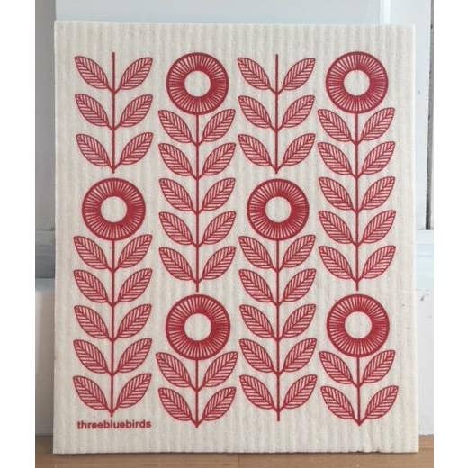 Red Sunflowers Swedish Dishcloth