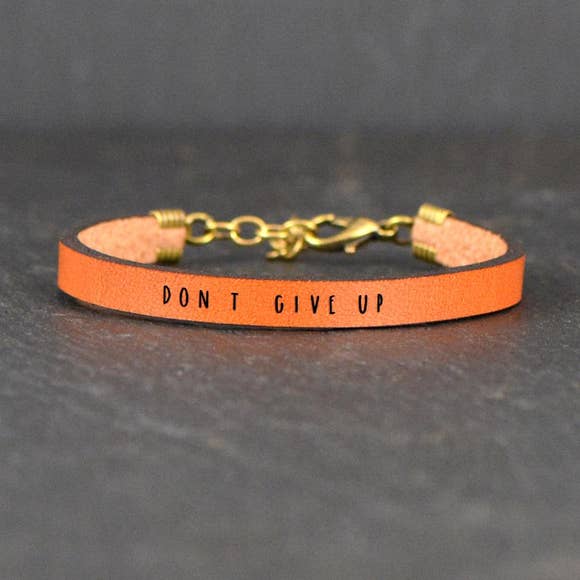 Don't Give Up Inspirational Leather Bracelet