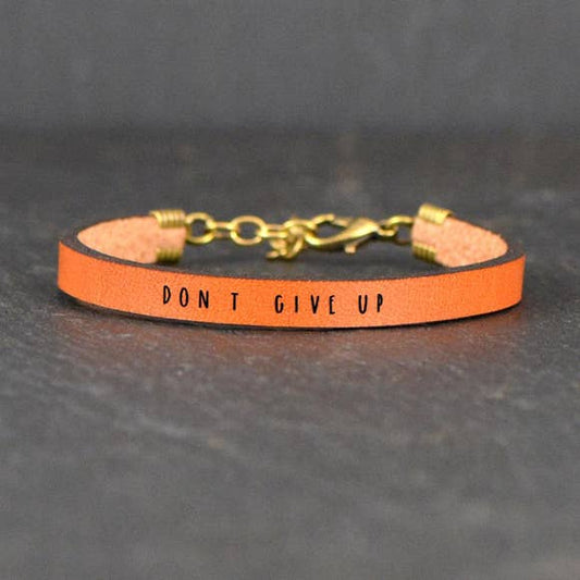 Don't Give Up Inspirational Leather Bracelet