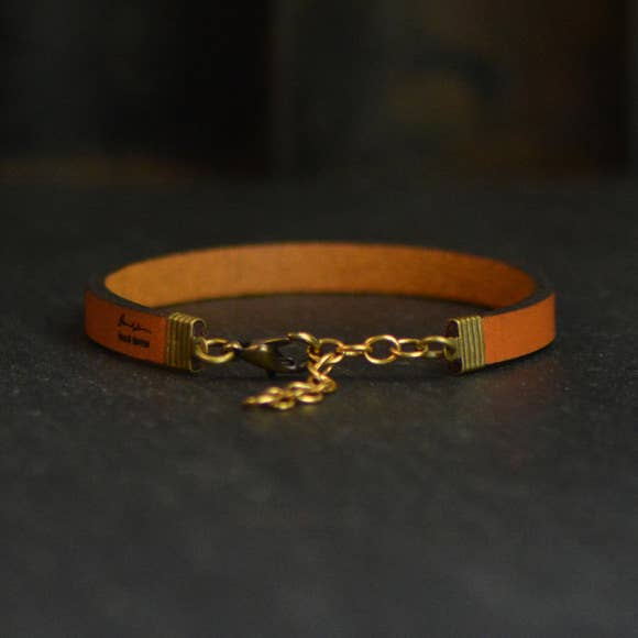 No One Fights Alone Inspirational Leather Bracelet 9 Inch