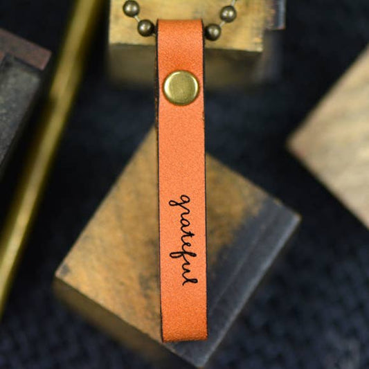 Grateful Inspirational Leather Necklace