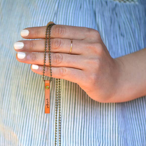 Grateful Inspirational Leather Necklace