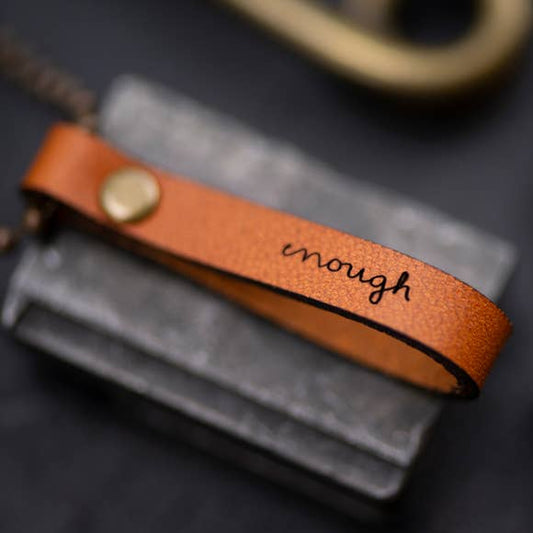 Enough Inspirational Leather Necklace