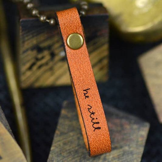 Be Still Inspirational Leather Necklace