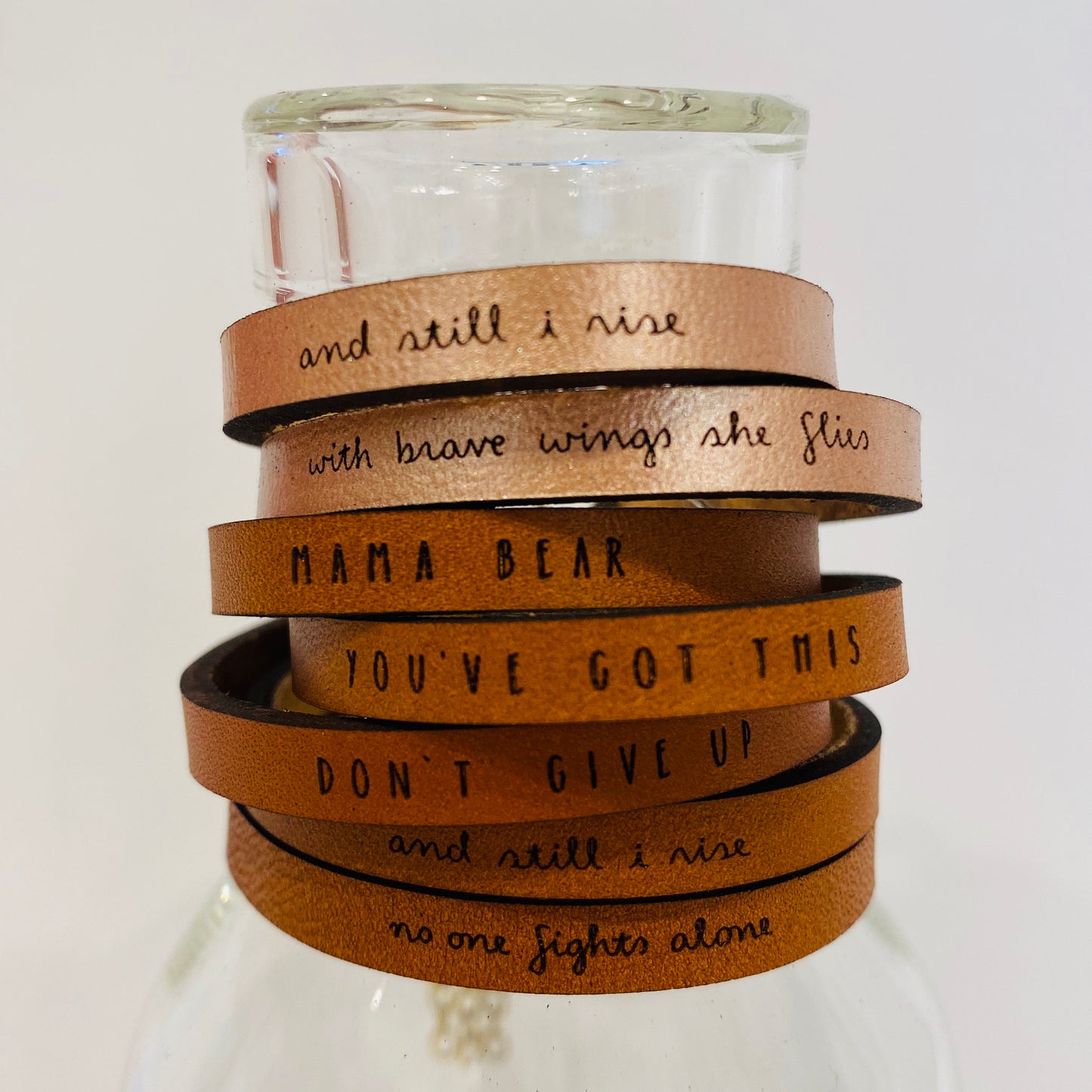 Don't Give Up Inspirational Leather Bracelet