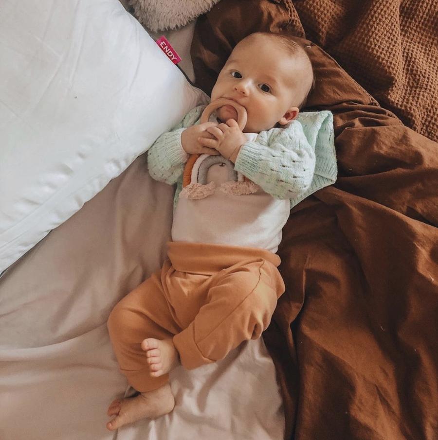 Rainbow Macrame Mustard and Grey Baby Teether