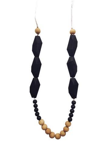 Black and Beachwood Beaded Baby Teether Necklace