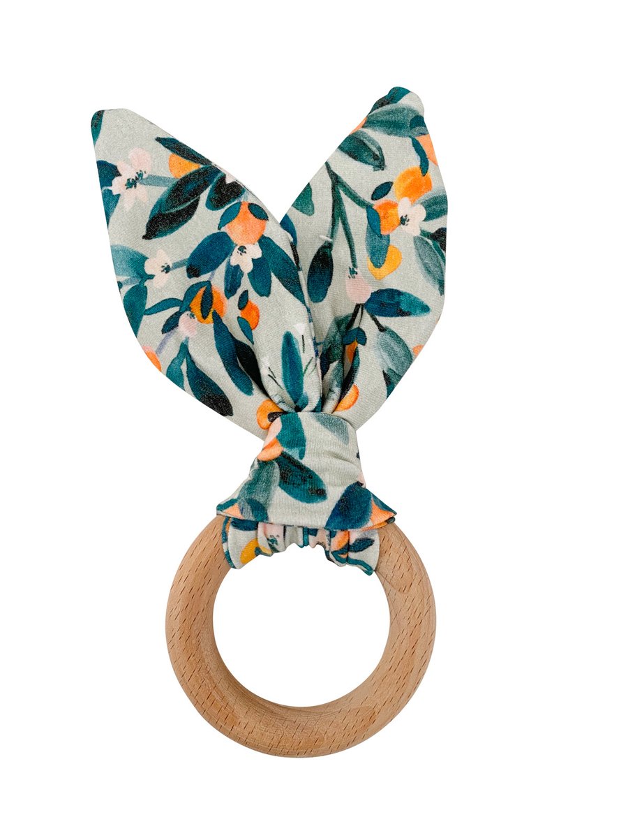 Orange Citrus Tree Bunny Ears Crinkle Baby and Toddler Teether