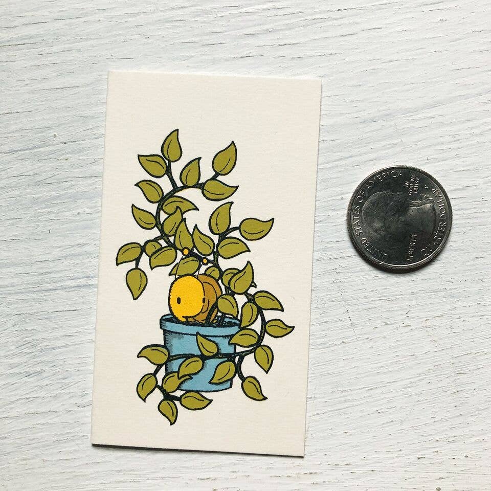 Snail and Plant Mini Greeting Card