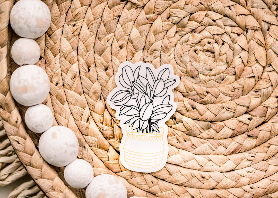Plant and Basket Clear Vinyl Sticker