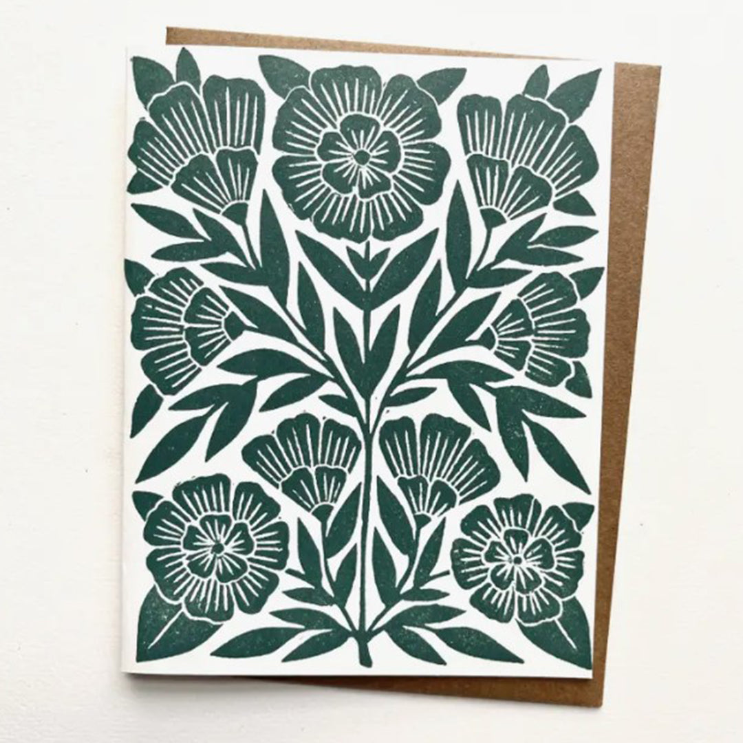 Teal Floral Greeting Card