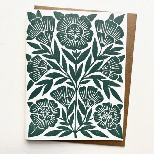 Teal Floral Greeting Card