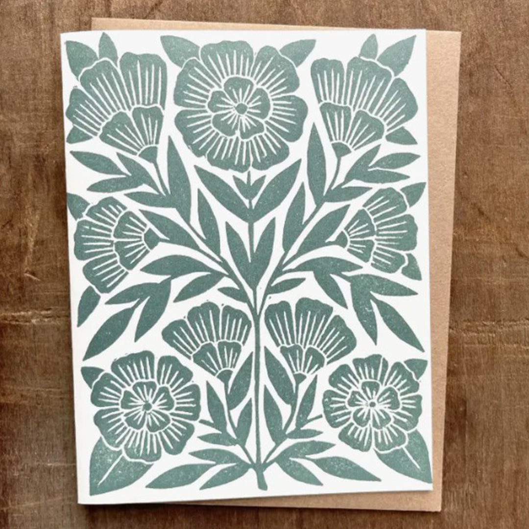 Teal Floral Greeting Card