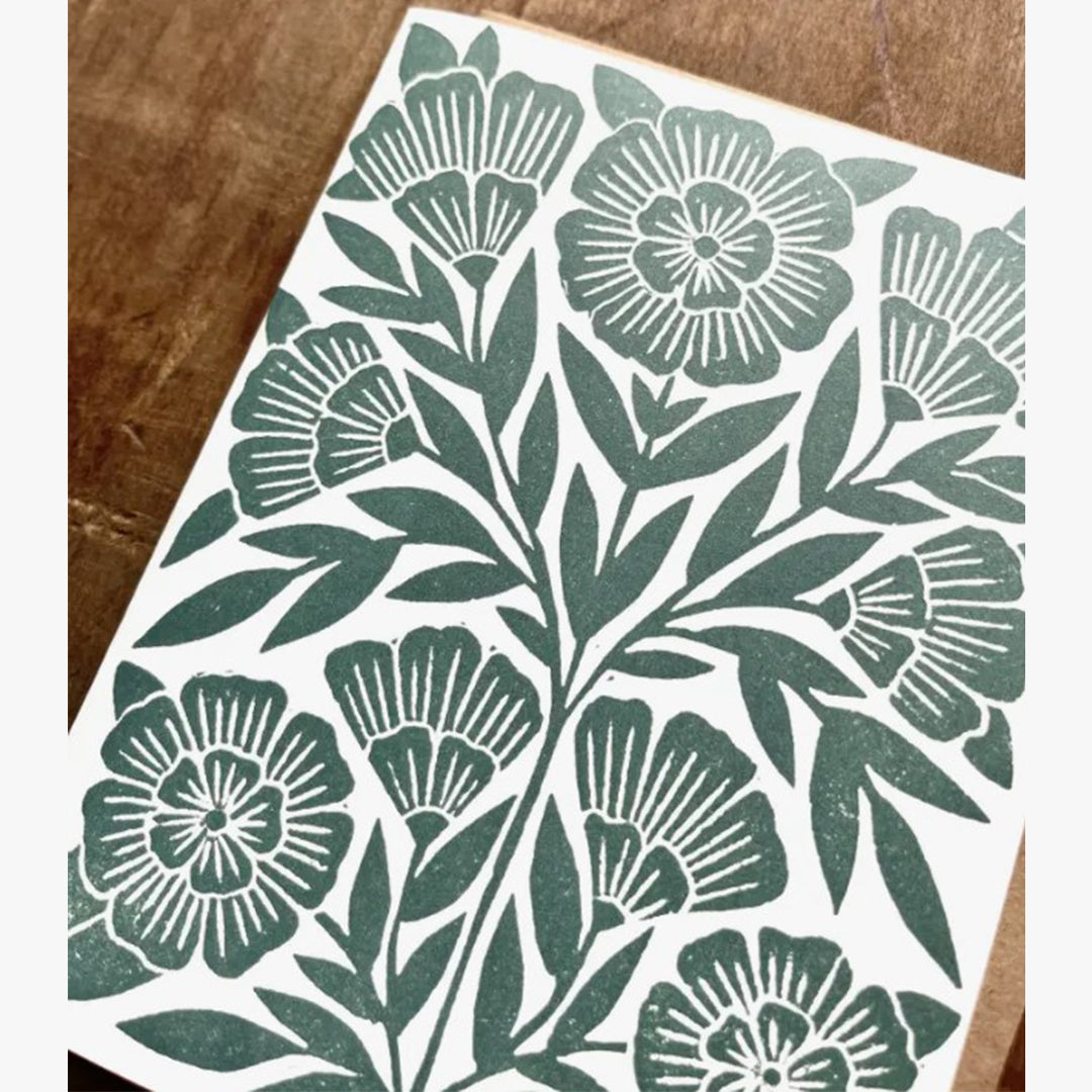 Teal Floral Greeting Card