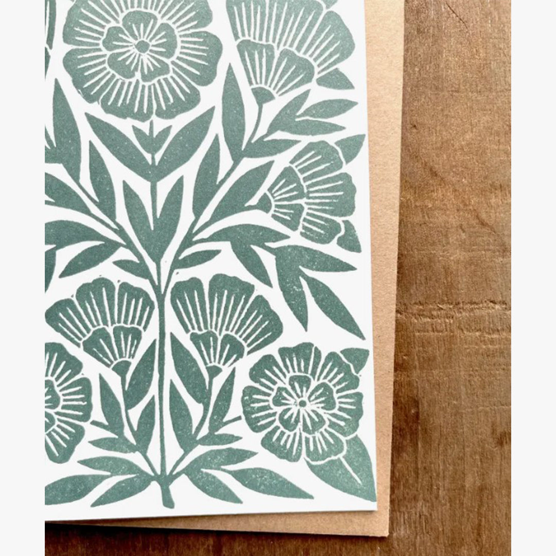 Teal Floral Greeting Card