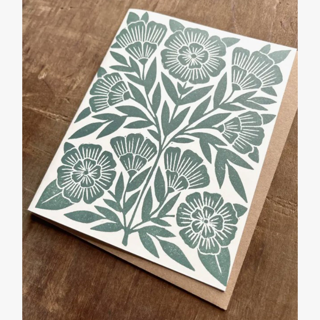 Teal Floral Greeting Card