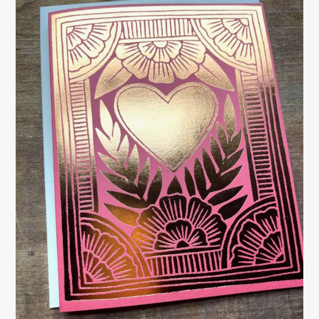 Floral Heart Foil Greeting Card