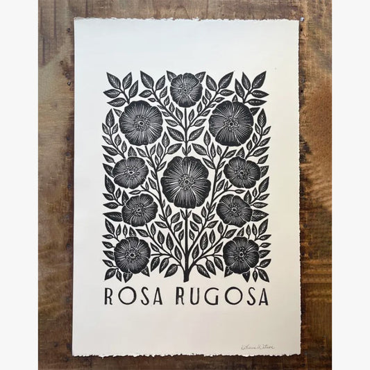 Rosa Rugosa Block Art Print